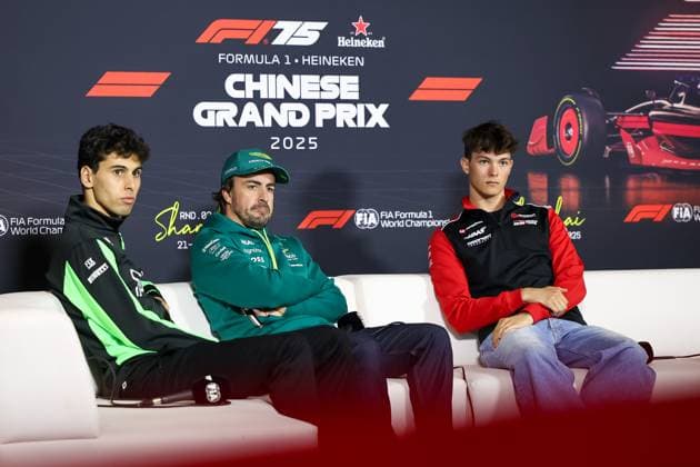 F1 Grand Prix Of China - Previews Gabriel Bortoleto of Brazil and Stake F1 Team Kick Sauber, Fernando Alonso of Spain and Aston Martin Aramco F1 Team, and Oliver Bearman of Great Britain and MoneyGram Haas F1 Team attend the press conference, PK, Pressekonferenz during the preview ahead of the F1 Grand Prix of China at Shanghai International Circuit in Shanghai, China, on March 20, 2025. Shanghai Shanghai China  Copyright: xPaddockerx originalFilename:paddocker-f1grandp250320_npAAu.jpg