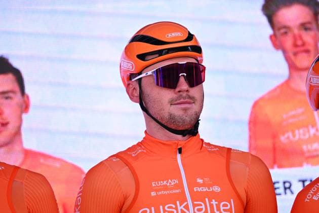 Grand Prix de Denain - Porte du Hainaut 2025 cycling race DENAIN, FRANCE - MARCH 20 : Dekker David (NED) of Euskaltel - Euskadi on stage before the start of the race during the Men Elite UCI 1.Pro 66th Grand Prix de Denain - Porte du Hainaut cycling race with start in Denain and finish in Denain (204,4 km) on March 20, 2025 in Denain, France, 20 03 2025 ( Motordriver Stephan Boone & Denain France  Copyright: xTomasxSiskx