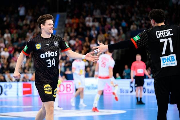 European Handball Championship Qualification, Germany Austria, 2 Qualification Round, Group 7, Matchday 4 Rune Dahmke Germany , Marko Grgic Germany Hannover ZAG Arena Germany