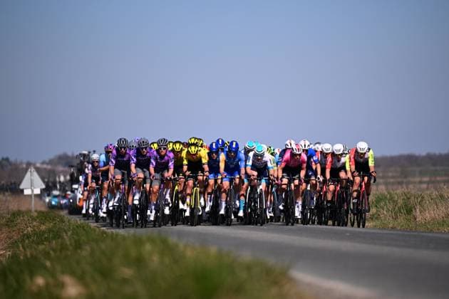 Grand Prix de Denain - Porte du Hainaut 2025 cycling race DENAIN, FRANCE - MARCH 20 : Illustration picture of the peloton during the Men Elite UCI 1.Pro 66th Grand Prix de Denain - Porte du Hainaut cycling race with start in Denain and finish in Denain (204,4 km) on March 20, 2025 in Denain, France, 20 03 2025 ( Motordriver Stephan Boone & Denain France  Copyright: xTomasxSiskx