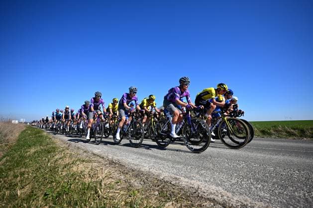 Grand Prix de Denain - Porte du Hainaut 2025 cycling race DENAIN, FRANCE - MARCH 20 : Illustration picture of the peloton, Reinders Elmar (NED) of Team Jayco AlUla, Rex Tim (BEL) of Team Visma I Lease a Bike during the Men Elite UCI 1.Pro 66th Grand Prix de Denain - Porte du Hainaut cycling race with start in Denain and finish in Denain (204,4 km) on March 20, 2025 in Denain, France, 20 03 2025 ( Motordriver Stephan Boone & Denain France  Copyright: xTomasxSiskx