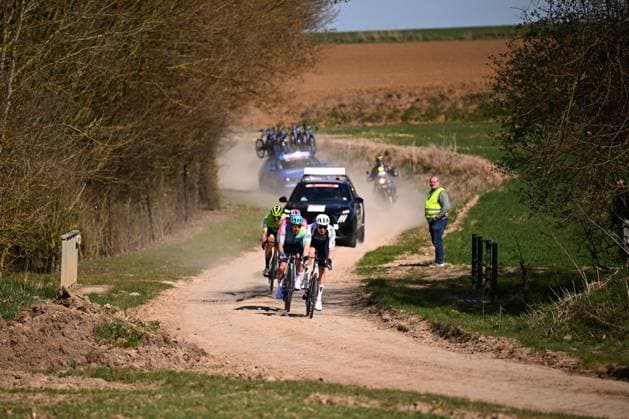 Grand Prix de Denain - Porte du Hainaut 2025 cycling race DENAIN, FRANCE - MARCH 20 : Townsend Rory (IRL) of Q36.5 Pro Cycling Team, Gate Aaron (NZL) of XDS Astana Team in the escape pack during the Men Elite UCI 1.Pro 66th Grand Prix de Denain - Porte du Hainaut cycling race with start in Denain and finish in Denain (204,4 km) on March 20, 2025 in Denain, France, 20 03 2025 ( Motordriver Stephan Boone & Denain France  Copyright: xTomasxSiskx