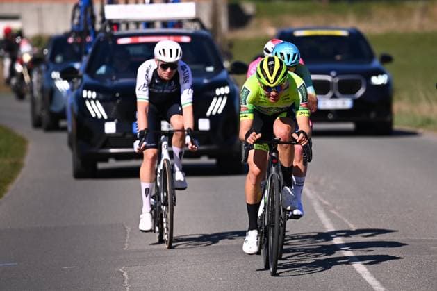 Grand Prix de Denain - Porte du Hainaut 2025 cycling race DENAIN, FRANCE - MARCH 20 : Bezza Quentin (FRA) of Wagner Bazin WB leading the escape pack during the Men Elite UCI 1.Pro 66th Grand Prix de Denain - Porte du Hainaut cycling race with start in Denain and finish in Denain (204,4 km) on March 20, 2025 in Denain, France, 20 03 2025 ( Motordriver Stephan Boone & Denain France  Copyright: xTomasxSiskx