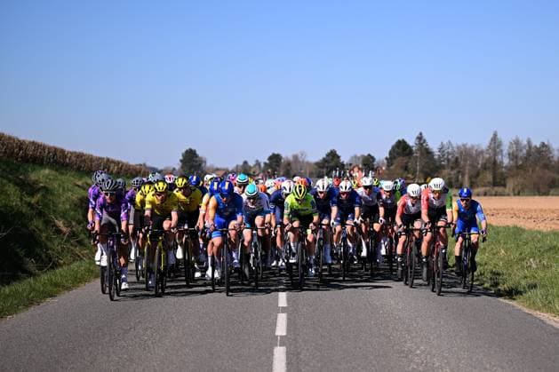Grand Prix de Denain - Porte du Hainaut 2025 cycling race DENAIN, FRANCE - MARCH 20 : Illustration picture of the peloton during the Men Elite UCI 1.Pro 66th Grand Prix de Denain - Porte du Hainaut cycling race with start in Denain and finish in Denain (204,4 km) on March 20, 2025 in Denain, France, 20 03 2025 ( Motordriver Stephan Boone & Denain France  Copyright: xTomasxSiskx