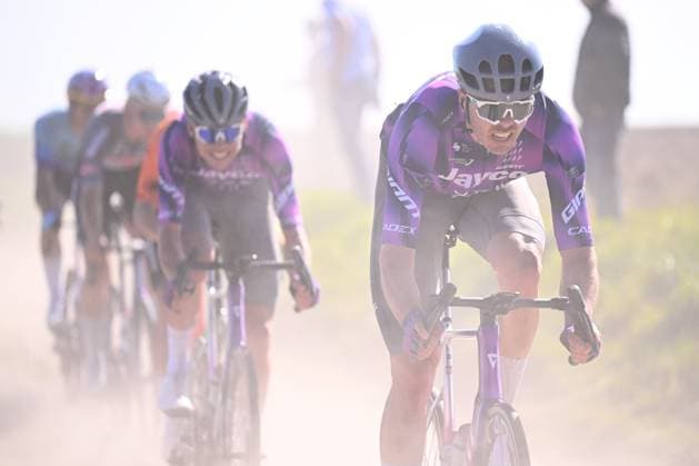 Grand Prix de Denain - Porte du Hainaut 2025 cycling race DENAIN, FRANCE - MARCH 20 : Rider of Team Jayco Alula in action during the Men Elite UCI 1.Pro 66th Grand Prix de Denain - Porte du Hainaut cycling race with start in Denain and finish in Denain (204,4 km) on March 20, 2025 in Denain, France, 20 03 2025 ( Motordriver Stephan Boone & Denain France  Copyright: xTomasxSiskx