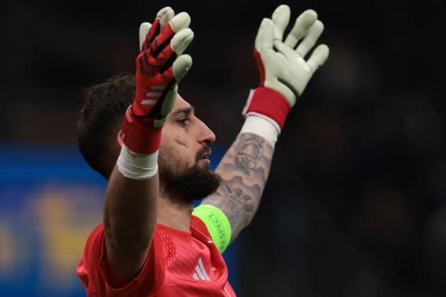 Milan, Italy, 20th March 2025. Gianluigi Donnarumma of Italy reacts during the UEFA Nations League match at Giuseppe Meazza, Milan. Picture credit should read: Jonathan Moscrop Sportimage EDITORIAL USE ONLY. No use with unauthorised audio, video, data, fixture lists, club league logos or live services. Online in-match use limited to 120 images, no video emulation. No use in betting, games or single club league player publications. SPI_007_JM_ITALY_GERMANY_UNL_ SPI-3749-0007