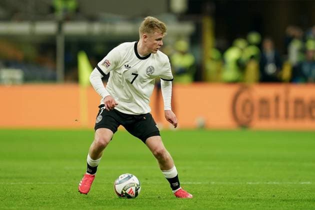 Milan, Italy, 20th March 2025: Jonathan Burkardt (7 Germany) controls the ball during the UEFA Nations League Quarterfinal football match between Italy and Germany at Stadio San Siro in Milan, Italy. (Daniela Porcelli SPP) Copyright: xDanielaxPorcellix xSPPx spp-en-DaPoSp-20250320-DP109650