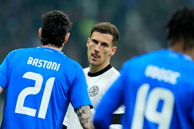 Sport Bilder des Tages Leon Goretzka (Germany) looks on, UEFA Nations League Quarterfinal First leg, Italy and Germany, San Siro Stadium, March 20, 2025, Milan, Italy.