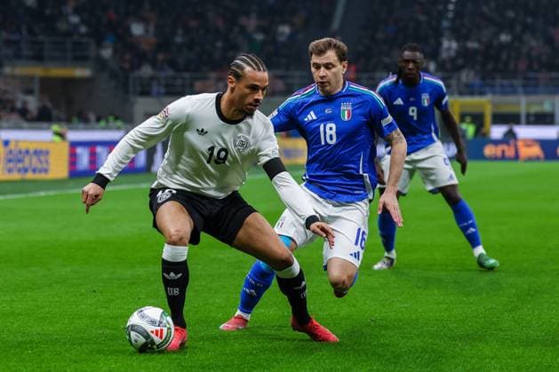 CALCIO - UEFA Nations League - Quarter Finals - Italy vs Germany Leroy Sane of Germany seen in action during UEFA Nations League 2024 25 Quarter-Finals football match between Italy and Germany at San Siro Stadium Milan Italy  Copyright: xIPAxSport ABACAx