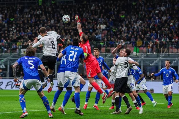 CALCIO - UEFA Nations League - Quarter Finals - Italy vs Germany Gianluigi Donnarumma of Italy seen in action during UEFA Nations League 2024 25 Quarter-Finals football match between Italy and Germany at San Siro Stadium Milan Italy  Copyright: xIPAxSport ABACAx