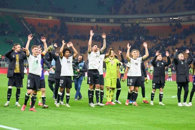 DFB Team jubel in the UEFA Nations League 2025 match ITALY - GERMANY in Season 2024 2025 at Mar 20, 2025 in Mailand, Italy.