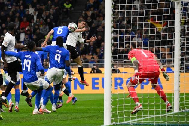 Leon Goretzka of Germany scores the goal of 1-2 during the UEFA Nations League football match between Italy and Germany at San Siro stadium in Milano (Italy), March 20, 2025. AndreaxStaccioli