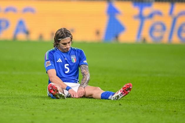 Â Riccardo Calafiori Italy looks dejected during the UEFA Nations League quarterfinal leg one match between Italy and Germany at Stadio San Siro on March 20, 2025 in Milan, Italy Photo by Harry Langer DeFodi Images
