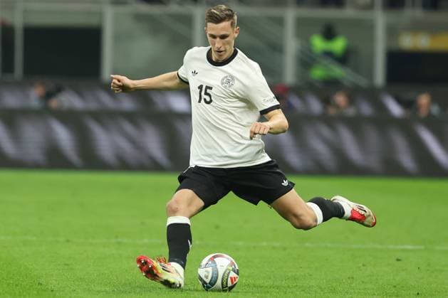 Uefa Nations League 2025: Quarter finals Italy vs Germany at Giuseppe Meazza Stadium in Milan Milan, Italy 20.03.2025: Nico Schlotterbeck of Germany seen in action during the Uefa Nations League 2025, quarter finals, football match between Italy vs Germany at Giuseppe Meazza stadium in Milan. milan Giuseppe Meazza italy Italy Copyright: xmarcoxiacobucci