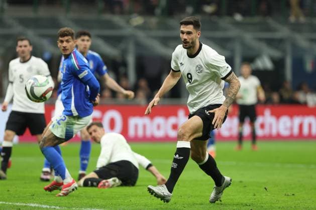 Uefa Nations League 2025: Quarter finals Italy vs Germany at Giuseppe Meazza Stadium in Milan Milan, Italy 20.03.2025: Tim Kleindienst of Germany seen in action during the Uefa Nations League 2025, quarter finals, football match between Italy vs Germany at Giuseppe Meazza stadium in Milan. milan Giuseppe Meazza italy Italy Copyright: xmarcoxiacobucci