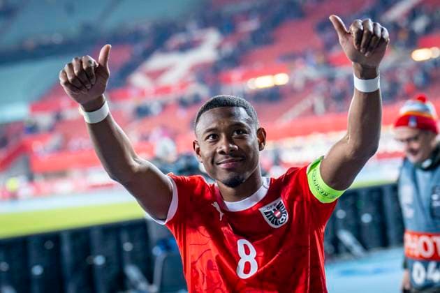 Sport Bilder des Tages SOCCER - NL, AUT vs SRB VIENNA,AUSTRIA,20.MAR.25 - SOCCER - UEFA Nations League, OEFB international match, Länderspiel, Nationalmannschaft Austria vs Serbia. Image shows David Alaba (AUT) thanking the fans.  GEPAxpictures xKevinxHackner