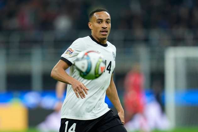 Jamie Leweling (Germany) in action, UEFA Nations League Quarterfinal First leg, Italy and Germany, San Siro Stadium, March 20, 2025, Milan, Italy.