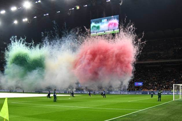 STADIO SAN SIRO, Coreografia, Italia, Nations League, 2024-25, Quarter Finals 1st Leg, Italy vs Germany 1-2, 20-03-2025, Veduta, View NATIONS LEAGUE 2024-25 Quarto di Finale andata ITALIA-GERMANIA 1