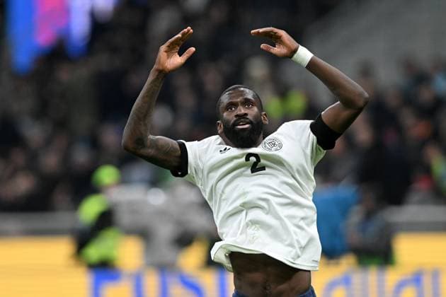 ANTONIO RUDIGER, Germania, Nations League, 2024-25, Quarter Finals 1st Leg, Italy vs Germany 1-2, 20-03-2025, Esultanza, Celebration, Jubel NATIONS LEAGUE 2024-25 Quarto di Finale andata ITALIA-GERMANIA 1