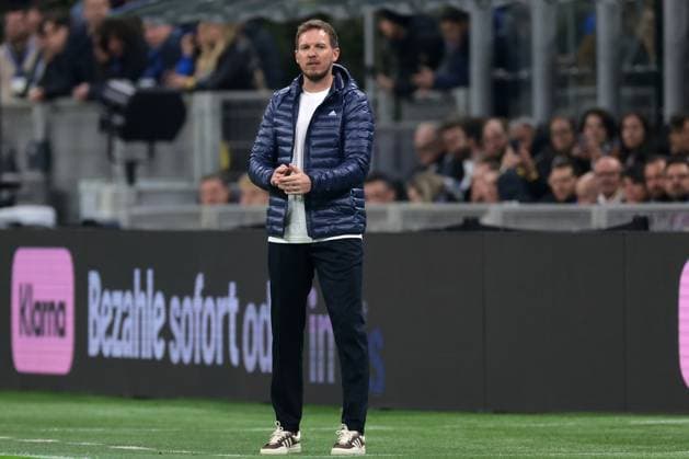 Milan, Italy, 20th March 2025. Julian Nagelsmann Head coach of Germany reacts during the UEFA Nations League match at Giuseppe Meazza, Milan. Picture credit should read: Jonathan Moscrop Sportimage EDITORIAL USE ONLY. No use with unauthorised audio, video, data, fixture lists, club league logos or live services. Online in-match use limited to 120 images, no video emulation. No use in betting, games or single club league player publications. SPI_045_JM_ITALY_GERMANY_UNL_ SPI-3749-0045
