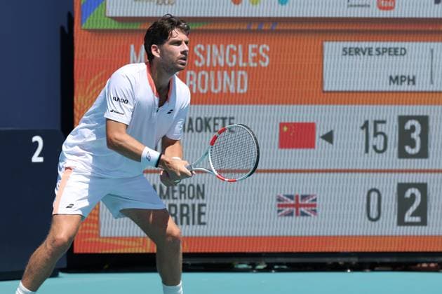 March 20, 2025, Miami Gardens, Florida, United States Of America: MIAMI GARDENS, FLORIDA - MARCH 20: Yunchaokete Bu of China defeats Cameron Norrie of Great Britain on Day 3 of the Miami Open at Hard Rock Stadium on March 20, 2025 in Miami Gardens, Florida...People: Cameron Norrie Miami Gardens United States Of America - ZUMAs214 20250320_ada_s214_051 Copyright: xSMGx