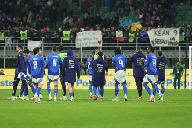 CALCIO - UEFA Nations League - Quarter Finals - Italy vs Germany Milan, Italy 20.03.2025: disappointment Italy players after defeat at end of the Uefa Nations League 2025, quarter finals, football match between Italy vs Germany at Giuseppe Meazza stadium in Milan. Milan Italy  Copyright: xIPAxSport ABACAx