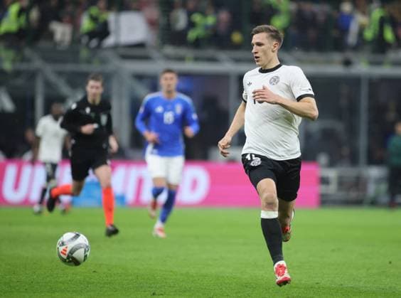 CALCIO - UEFA Nations League - Quarter Finals - Italy vs Germany Nico Schlotterbeck of Germany during the UEFA Nations League, Quarter-finals, 1st leg, football match between the national team, Nationalteam of Italy and the national team of Germany, on 20 March 2025, at Giuseppe Meazza stadium, San Siro, Milan, Italy. Photo Nderim Kaceli Milan Italy  Copyright: xIPAxSport ABACAx