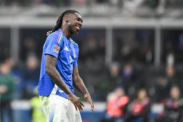 CALCIO - UEFA Nations League - Quarter Finals - Italy vs Germany Moise Kean of Italy react during the UEFA NATIONS LEAGUE 2025 match between Italy and Germany, round of quarter finals first leg match, on 20 of March 2025 at Giuseppe Meazza San Siro Siro stadium in Milan, Italy. Photo Tiziano Ballabio Milan Italy  Copyright: xIPAxSport ABACAx