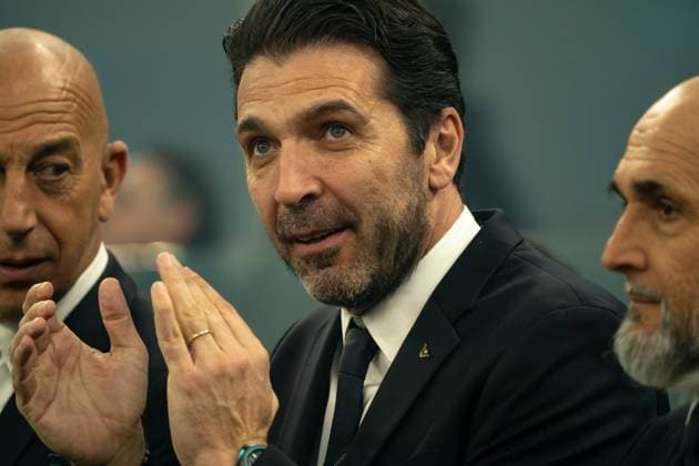 Italy v Germany - UEFA Nations League Quarterfinal Leg One Gianluigi Buffon (Italy) claps his hands during the UEFA Nations League Quarter-finals, 1st leg football match between Italy and Germany at Giuseppe Meazza stadium in Milan, Italy, on March 20, 2025. Milan Italy Italy  Copyright: xLucaxRossinix originalFilename:rossini-italyvge250320_npCny.jpg