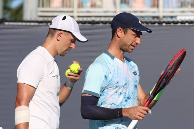 Miami Open 2025 Jan Zielinski, Sander Gille during Miami Open 2025 tennis tournament in Miami USA on 20 March 2025. Miami USA  Copyright: xFotoxOlimpikx originalFilename:jastrzebowski-miamiope250321_npHFz.jpg