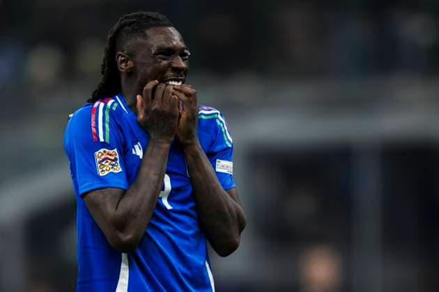 Italy v Germany - UEFA Nations League Moise Kean of Italy looks dejected during the UEFA Nations League quarterfinal first leg football match between Italy and Germany. Milan Italy Copyright: xNicolòxCampox
