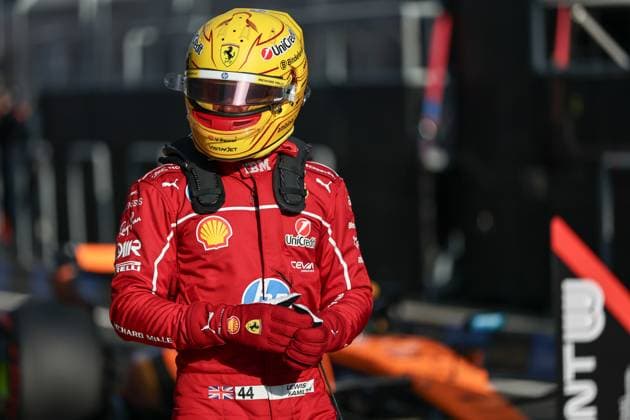 F1 Grand Prix Of China - Practice & Sprint Qualifying Lewis Hamilton of Great Britain and Scuderia Ferrari celebrates his sprint pole during Sprint Qualifying ahead of the F1 Grand Prix of China at Shanghai International Circuit in Shanghai, China, on March 21, 2025. Shanghai Shanghai China  Copyright: xPaddockerx originalFilename:paddocker-f1grandp250321_np6AV.jpg
