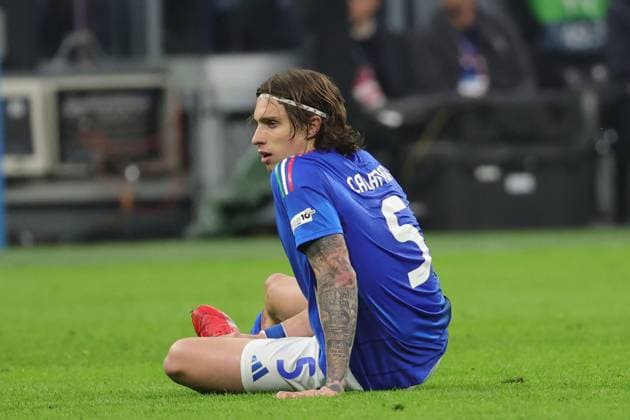 March 20, 2025, Milan, Italy: Riccardo Calafiori of Italy seen during the Italian Serie A soccer match between Italy vs Germany at San Siro Stadium . Final score; Italy 1:2 Germany Milan Italy - ZUMAs197 20250320_aaa_s197_247 Copyright: xEmanuelexPennacchiox