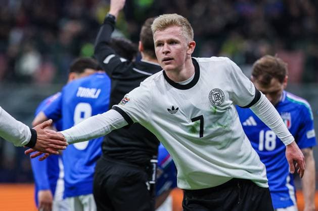 Jonathan Burkardt of Germany seen in action during UEFA Nations League 2024 25 Quarter-Finals football match between Italy and Germany at San Siro Stadium Milan Italy on 20 March 2025. Milan San Siro Stadium Milan Italy Copyright: xEPhotopressx SP24-1158-044