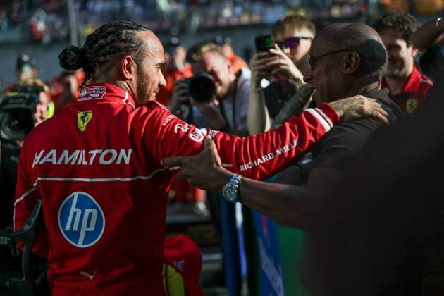 21 03 2025, Shanghai International Circuit, Shanghai, Formula 1 Grand Prix of China 2025, in the picture Lewis Hamilton GBR , Scuderia Ferrari HP with his father Anthony Hamilton Photo by Hasan Bratic DeFodi Images