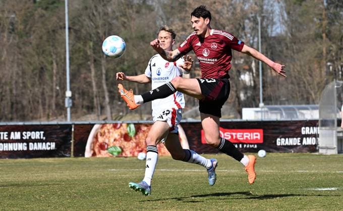 21 03 2025 Soccer season 2024 2025 internal test match friendly match preparation match 1 FC Nürnberg FCN Club xwoxzix Janni Serra 23, 1 FC Nürnberg FCN ahead of Nick Seidel 33, 1 FC Nürnberg FCN