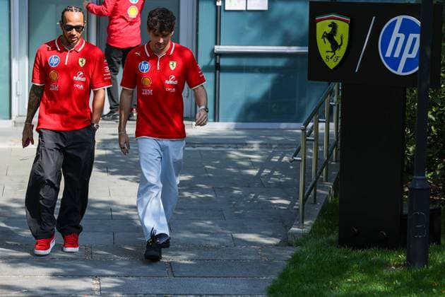 FORMULA 1 CHINESE GRAND PRIX 2025 LEWIS HAMILTON (GBR) of Scuderia Ferrari 44 and CHARLES LECLERC (MON) of Scuderia Ferrari 16 in the paddock during the FORMULA 1 HEINEKEN CHINESE GRAND PRIX 2025 at Shanghai Audi International Circuit, Shanghai, China on 21 March 2025 Credit: Antoine Lapeyre Every Second Media Editorial use only. All images are copyright Every Second Media Limited. No images may be reproduced without prior permission. Copyright: xIMAGO EveryxSecondxMediax ESM-1386-0068 AntoinexLapeyrex xEveryxSecondxMediax