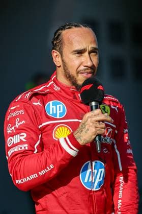 SHANGHAI, CHINA- MARCH 21: Lewis Hamilton of Great Britain and Scuderia Ferrari celebrates his sprint pole during Sprint Qualifying ahead of the F1 Grand Prix of CHINA at Shanghai International Circuit on March 21, 2025 in Shanghai, China.(Photo by QIan Jun Paddocker) F1 Grand Prix of China: Practice