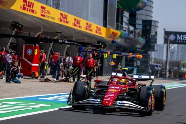 SHANGHAI, CHINA: Lewis Hamilton, racing for the Ferrari team during the 2025 Formula 1 Chinese Grand Prix at the Shanghai International Circuit in Shanghai, China