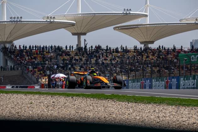 SHANGHAI, CHINA: Lando Norris, racing for the McLaren F1 team during the 2025 Formula 1 Chinese Grand Prix at the Shanghai International Circuit in Shanghai, China