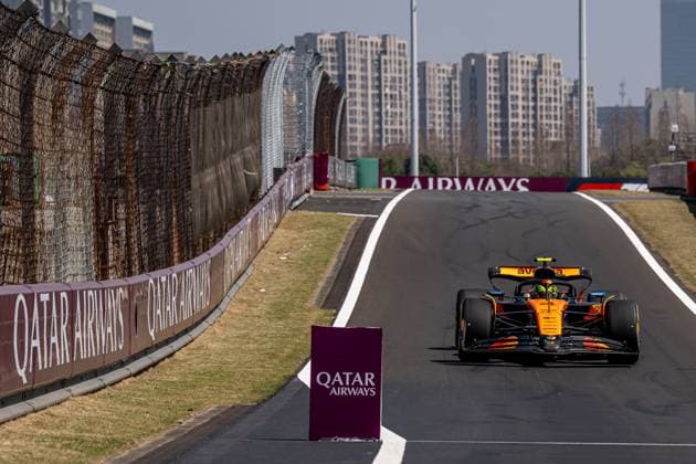 SHANGHAI, CHINA: Lando Norris, racing for the McLaren F1 team during the 2025 Formula 1 Chinese Grand Prix at the Shanghai International Circuit in Shanghai, China