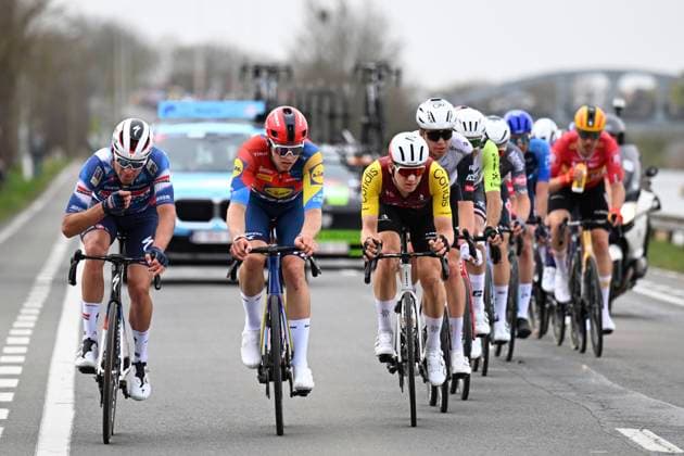 Bredene Koksijde Classic 2025 cycling race KOKSIJDE, BELGIUM - MARCH 21 : Vangheluwe Warre (BEL) of Soudal Quick-Step, Soderqvist Jakob (SWE) of Lidl - Trek, De Gendt Aime (BEL) of Cofidis, Vermeersch Florian (BEL) of UAE Team Emirates during the Men Elite UCI 1.Pro 23rd Bredene Koksijde Classic cycling race with start in Bredene and finish in Koksijde (201 km) on March 21, 2025 in Koksijde, Belgium, 21 03 2025 ( Motordriver Stephan Boone & Koksijde Belgium  Copyright: xTomasxSiskx