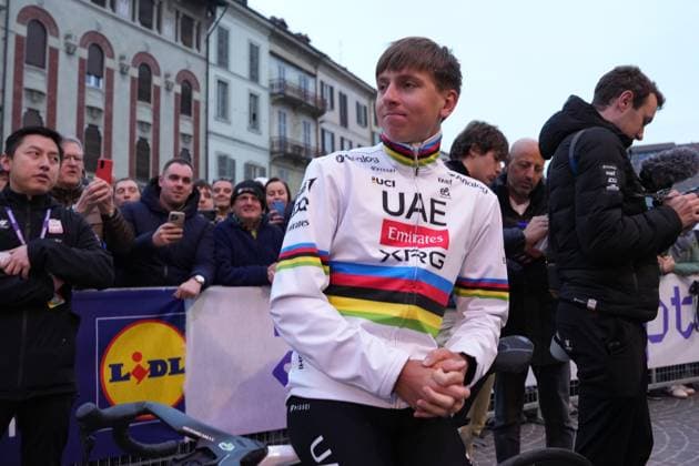 POGAÄaAR Tadej Team Presentation at the men s elite race of the Milano - Sanremo one day cycling race (289 km) from Pavia to Sanremo - North West Italy - March 21, 2025. - cycling .  Copyright: xGianxMattiaxD Alberto LaPressex