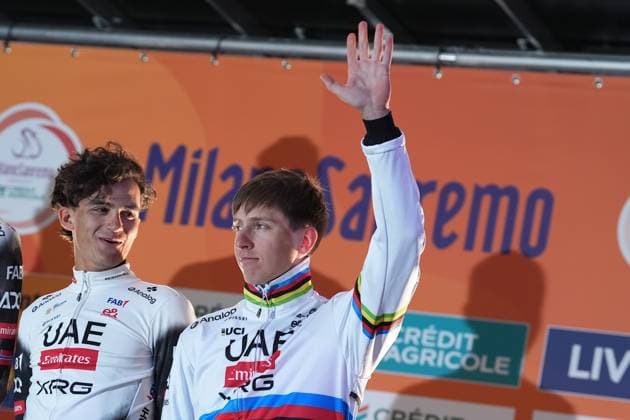 POGAÄaAR Tadej Team Presentation at the men s elite race of the Milano - Sanremo one day cycling race (289 km) from Pavia to Sanremo - North West Italy - March 21, 2025. - cycling .  Copyright: xGianxMattiaxD Alberto LaPressex
