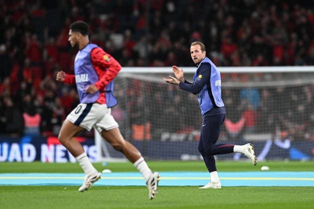 England v Albania 2026 FIFA World Cup, WM, Weltmeisterschaft, Fussball Qualifier 21 03 2025. Harry Kane (9) of England warming up ahead of the 2026 FIFA World Cup Qualifier match between England and Albania at Wembley Stadium, London, England on 21 March 2025. London Wembley Stadium Greater London England Editorial use only , Copyright: xGrahamxHuntx PSI-21662-0043