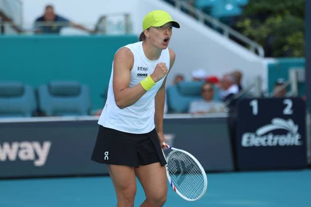 Miami Open 2025 Iga Swiatek during Miami Open 2025 tennis tournament in Miami USA on 21 March 2025. Miami USA  Copyright: xFotoxOlimpikx originalFilename:jastrzebowski-miamiope250321_nptDb.jpg