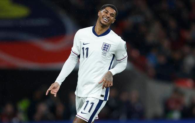 England v Albania - European Qualifiers Group K - FIFA World Cup, WM, Weltmeisterschaft, Fussball 2026 Marcus Rashford of England reacts during the FIFA World Cup 2026 European Qualifier between England and Albania at Wembley Stadium on March 21, 2025 in London, England. London Wembley Stadium England United Kingdom Copyright: xNigelxFrench Sportsphoto APLx 14062492