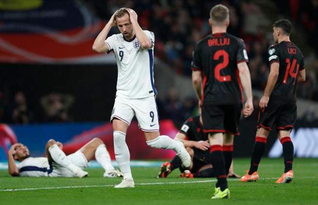 England v Albania - European Qualifiers Group K - FIFA World Cup, WM, Weltmeisterschaft, Fussball 2026 Harry Kane of England reacts after missing chance during the FIFA World Cup 2026 European Qualifier between England and Albania at Wembley Stadium on March 21, 2025 in London, England. London Wembley Stadium England United Kingdom Copyright: xNigelxFrench Sportsphoto APLx 14062496