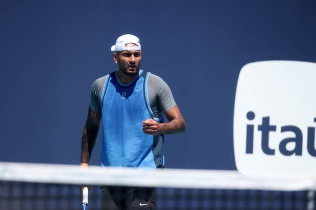 March 21, 2025, Miami Gardens, Florida, United States Of America: MIAMI GARDENS, FLORIDA - MARCH 21: Karen Kachanov of Russia defeats Nick Kyrgios of Australia in the second round of the men s singles in the Miami Open at the Hard Rock Stadium on March 21, 2025 in Miami Gardens, Florida....People: Nick Kyrgios Miami Gardens United States Of America - ZUMAs214 20250321_ada_s214_312 Copyright: xSMGx