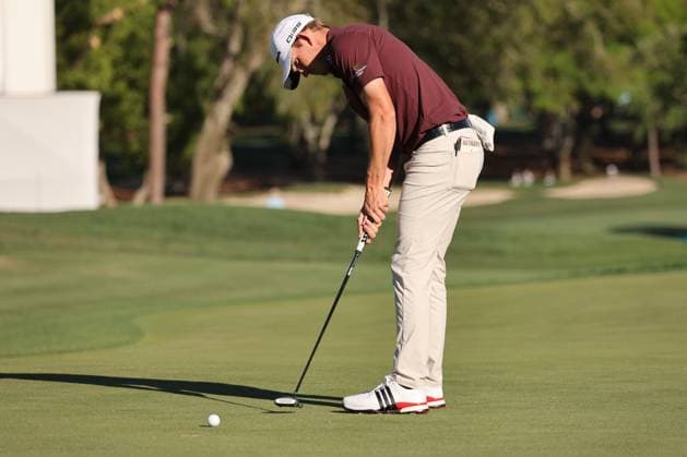 March 21, 2025, Palm Harbor, Florida, USA: Jacob Bridgeman putts for a bogey on 18th hole during the Valspar PGA, Golf Herren Championship on Friday, March 21, 2025 in Palm Harbor. Palm Harbor USA - ZUMAs70_ 0807469647st Copyright: xLuisxSantanax